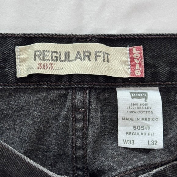Vintage Levi's 505 Jeans Men's Size 33x32 Black Regular Fit Stretch Cotton Blend - Picture 5 of 10
